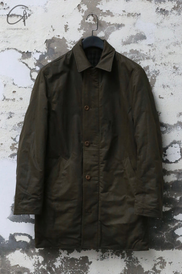 AVIVA JIFEI XUE 24 Autumn and Winter Charcoal Wool Plaid/Dark Moss Wax Cotton Double-sided Windbreaker AJX-FW24-RW-CWCDMWC-TX Moss